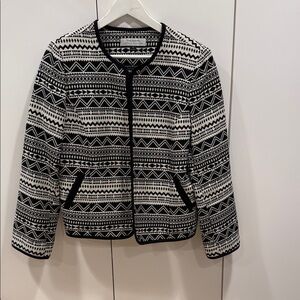 Chic Black and White Patterned Women's Blazer